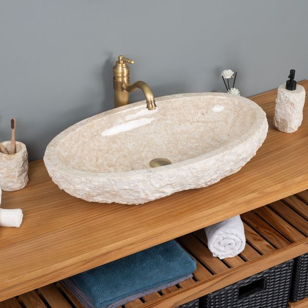 Erosi Marmor Waschbecken creme 70 cm wohnfreuden