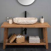 Erosi Marmor Waschbecken creme mit Hahnloch 70 cm wohnfreuden