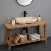 Erosi Marmor Waschbecken creme mit Hahnloch 70 cm wohnfreuden