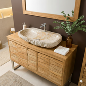 Erosi Marmor Waschbecken creme mit Hahnloch 80 cm wohnfreuden