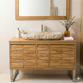 Erosi Marmor Waschbecken creme mit Hahnloch 80 cm wohnfreuden