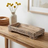 Teakholz Schale Ramo eckig natur mit dekorativer Schnitzerei wohnfreuden