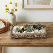 Teakholz Schale Ramo eckig natur mit dekorativer Schnitzerei wohnfreuden