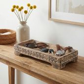 Teakholz Schale Ramo eckig natur mit dekorativer Schnitzerei wohnfreuden