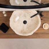 Erosi Marmor Waschbecken creme mit gerader Rückwand 50 cm wohnfreuden