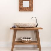 Erosi Marmor Waschbecken creme mit gerader Rückwand 70 cm wohnfreuden