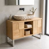 Erosi Marmor Waschbecken creme mit gerader Rückwand 80 cm wohnfreuden