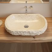 Erosi Marmor Waschbecken creme mit gerader Rückwand 80 cm wohnfreuden