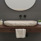 Erosi Marmor Waschbecken creme mit gerader Rückwand 100 cm wohnfreuden