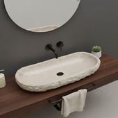 Erosi Marmor Waschbecken creme mit gerader Rückwand 100 cm wohnfreuden