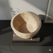 Teakholz Schale Kombi rund natur mit dekorativer Schnitzerei wohnfreuden