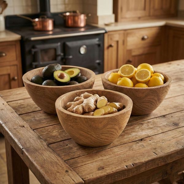 Teakholz Schale Kayan rustikal rund natur wohnfreuden