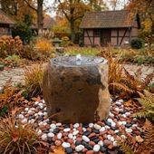 Flussstein Gartenbrunnen Kapi mit Spirale 60 cm wohnfreuden
