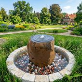 Flussstein Gartenbrunnen Kapi mit Spirale 60 cm wohnfreuden
