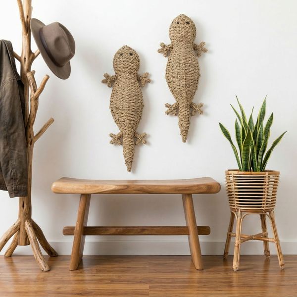 Wanddekoration Geko aus Seegras 90 cm wohnfreuden