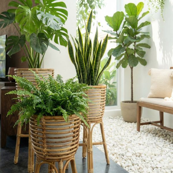 Pflanzenständer Übertopf aus Rattan in verschiedenen Größen wohnfreuden