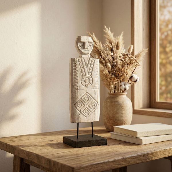 Skulptur Jasman aus Suarholz weiß wohnfreuden