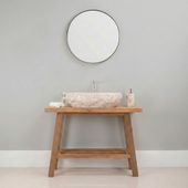 Marmor Waschbecken creme 60 cm mit abgerundeter Kante wohnfreuden