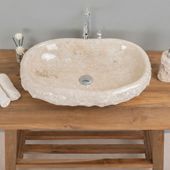 Marmor Waschbecken creme 60 cm mit abgerundeter Kante wohnfreuden