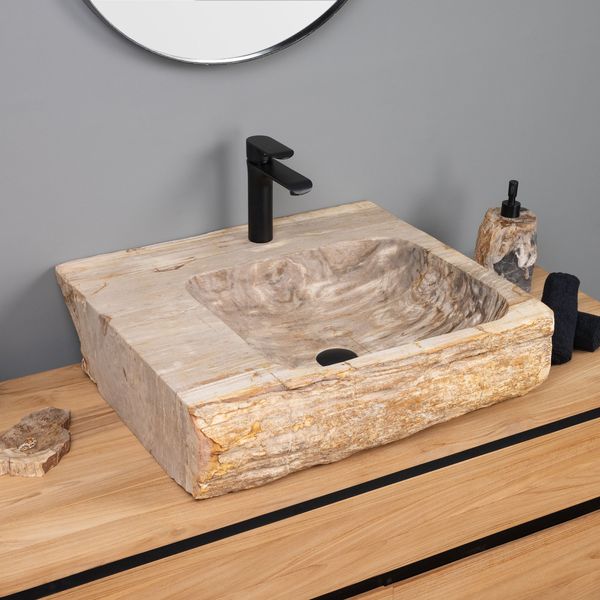 Fossiles Holz Waschbecken 61 x 56 x 15 cm wohnfreuden