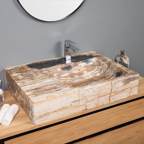 Fossiles Holz Waschbecken 76 x 56 x 15 cm wohnfreuden
