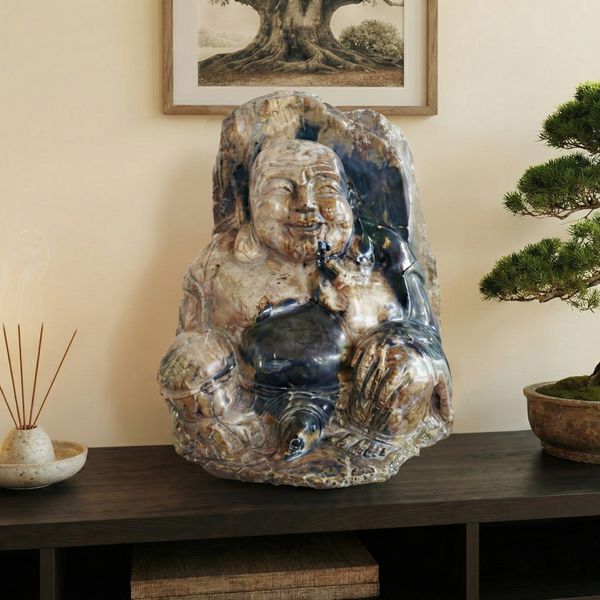Fossile Holz Skulptur Buddha wohnfreuden
