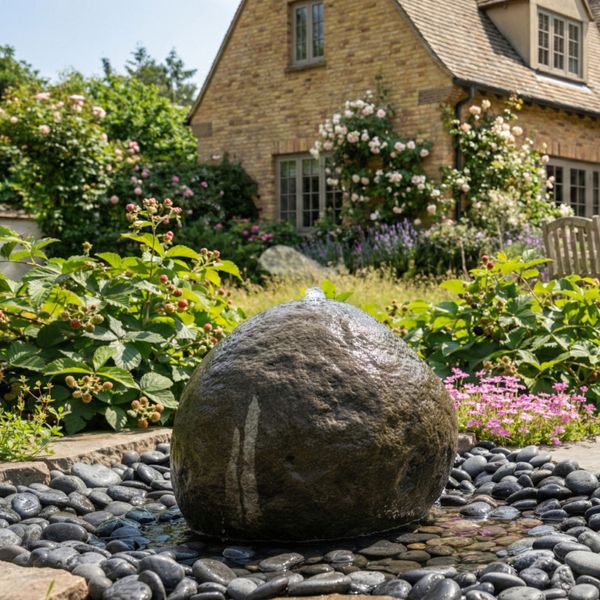 Flussstein Brunnen wohnfreuden