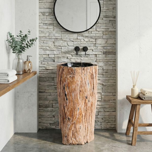 Standwaschbecken aus fossilem Holz wohnfreuden