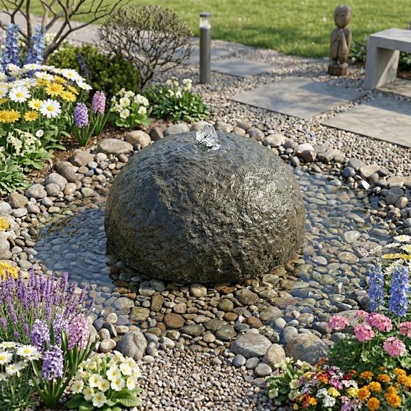 Flussstein Gartenbrunnen 30 cm wohnfreuden
