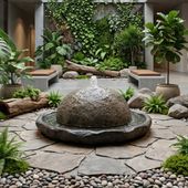 Flussstein Gartenbrunnen 60 cm wohnfreuden