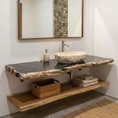 Waschtisch Platte aus fossilem Holz ca. 165 cm wohnfreuden