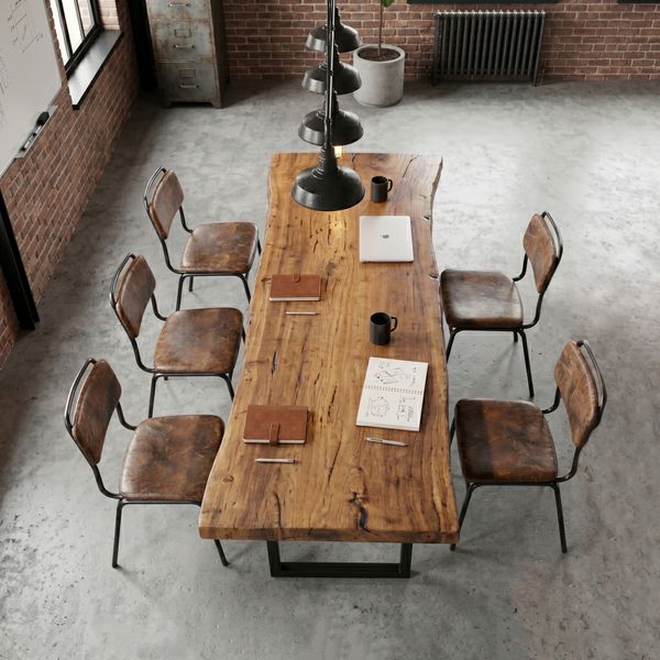 Esstisch aus Suar Holz mit Metallgestell 340 cm wohnfreuden