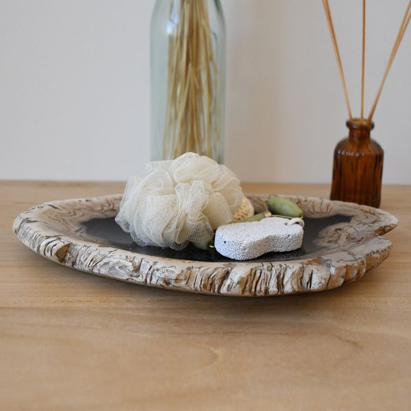 Schale aus fossilem Holz 39,5 x 24 x 4 cm wohnfreuden