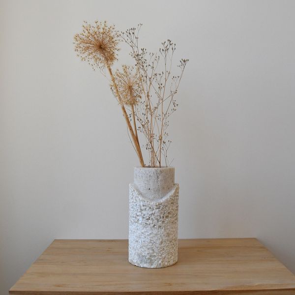 Onyx Marmor Vase gehämmert creme 32 cm wohnfreuden