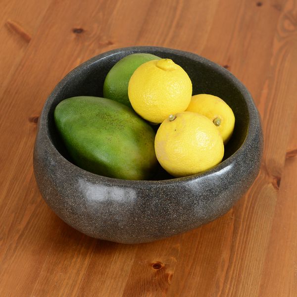 WOHNFREUDEN Schale Flussstein Stein Obst Dekoration Aufbewahrung rundum poliert ca 30 cm natur