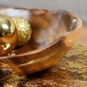 WOHNFREUDEN Teak-Holz Schale Dekoration Aufbewahrung natur ca25 cm braun lasiert