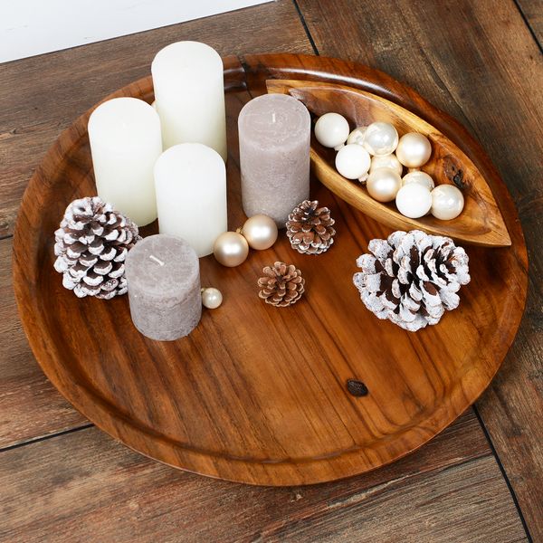 Deko-Holz-Tablett rund Holzschale lasiert kaufen