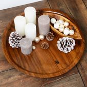 Deko-Holz-Tablett rund Holzschale lasiert kaufen 1