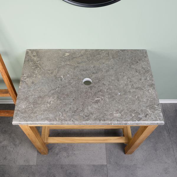 wohnfreuden Marmor Waschtisch-Platte batik grau 80x52x3cm