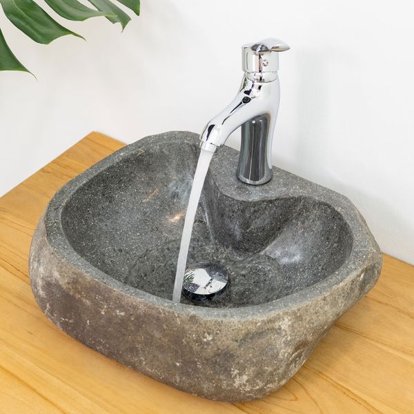 Waschbecken Naturstein Waschtisch Holz Unterschrank