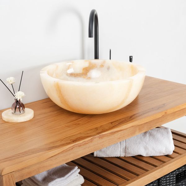 Onyx Marmor Waschbecken rund 45 cm kaufen