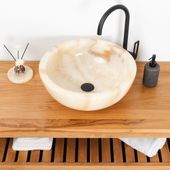 Onyx Marmor Waschbecken rund 45 cm kaufen 2