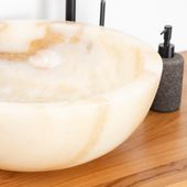 Onyx Marmor Waschbecken rund 45 cm kaufen 6