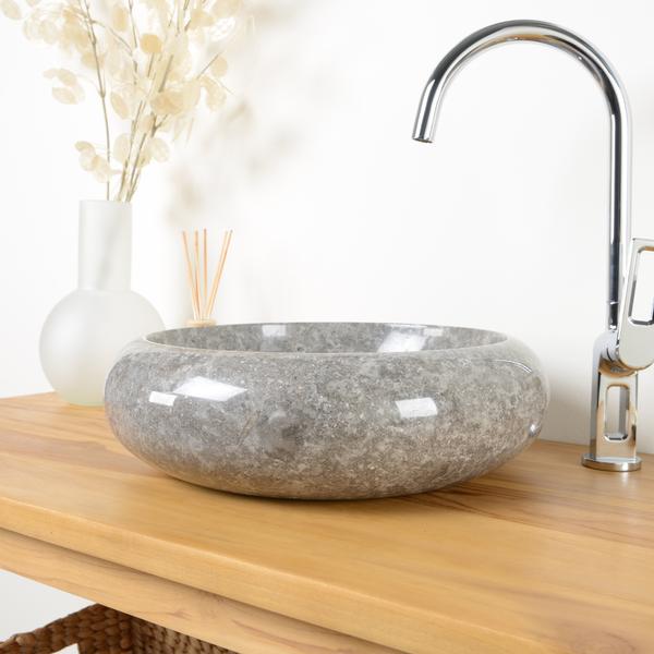 wohnfreuden Marmor - Waschbecken ASBAK 40 cm grau beige