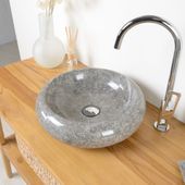 wohnfreuden Marmor - Waschbecken ASBAK 40 cm grau beige