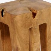 WOHNFRUDEN Teak Holz Hocker 40 cm lasiert Beistelltisch Teakwurzel Schemel