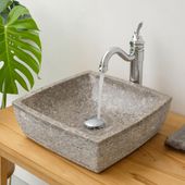 wohnfreuden Marmor Steinwaschbecken Mara 40 cm grau eckig