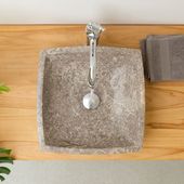 wohnfreuden Marmor Steinwaschbecken Mara 40 cm grau eckig