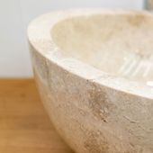 wohnfreuden Marmor - Waschbecken 40 cm creme asymetrisch