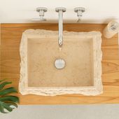 wohnfreuden Marmor - Waschbecken KOTAK 50 cm creme